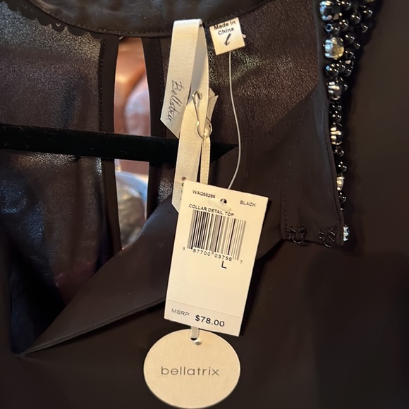 NWT Bellatrix black blouse with jeweled  neckline embellishment - Picture 4 of 4
